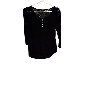 Source Unknown Black Lace Accent Blouse